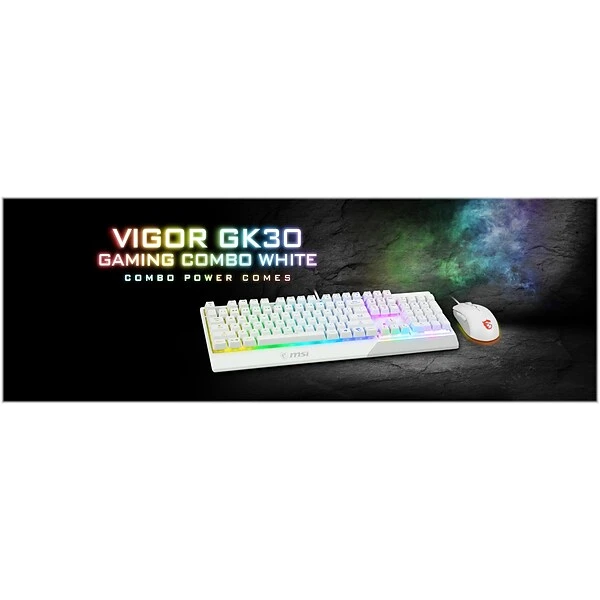 MSI Vigor GK30 Gaming Keyboard And Clutch GM11 Optical Mouse Combo, White (VIGORGK30CW) - Image 2