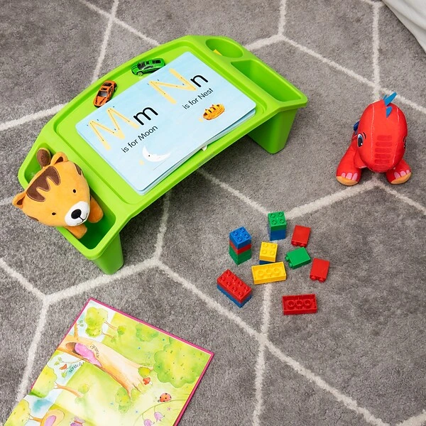 Mind Reader Sprout Collection 22.25? X 10.75? Plastic Kids' Lap Desk With Side Storage Pockets, Green, 2/Pack (2KIDLAP-GRN)