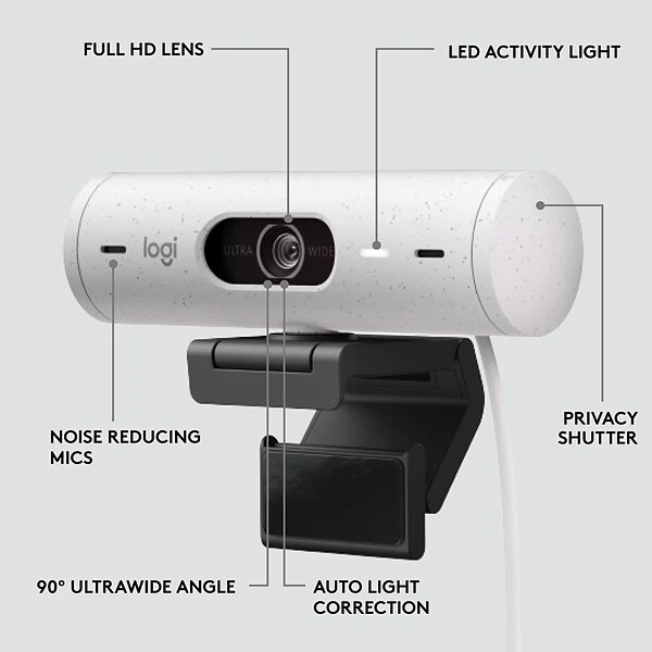 Logitech Brio 500 HD Webcam, 4 Megapixels, Off-White (960-001427) - Image 5