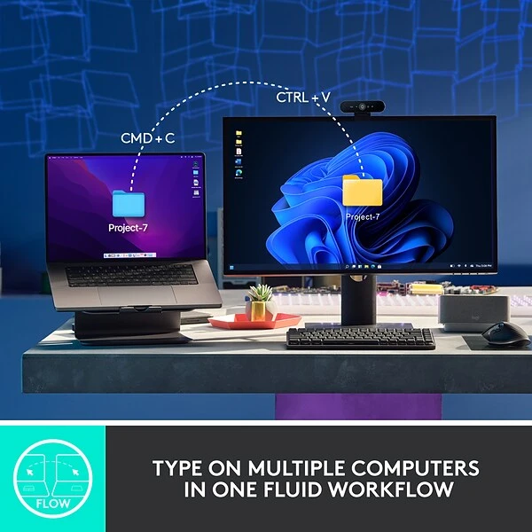 Logitech MX Mechanical Mini Illuminated Wireless Ergonomic Keyboard, Black/Gray (920-010551) - Image 7