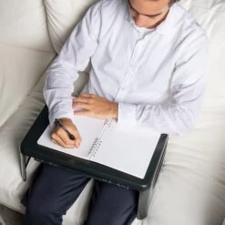 Mind Reader Anchor Collection 11.25" X 18.25" Plastic Portable With Storage Lap Desk, Black (LAPSTOR-BLK)