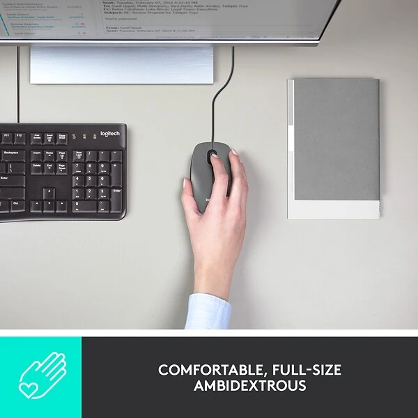 Logitech® M100 Corded Optical Mouse, Black (910-001601)