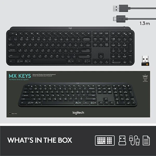 Logitech MX Keys Wireless Keyboard, Black (920-009295) - Image 7