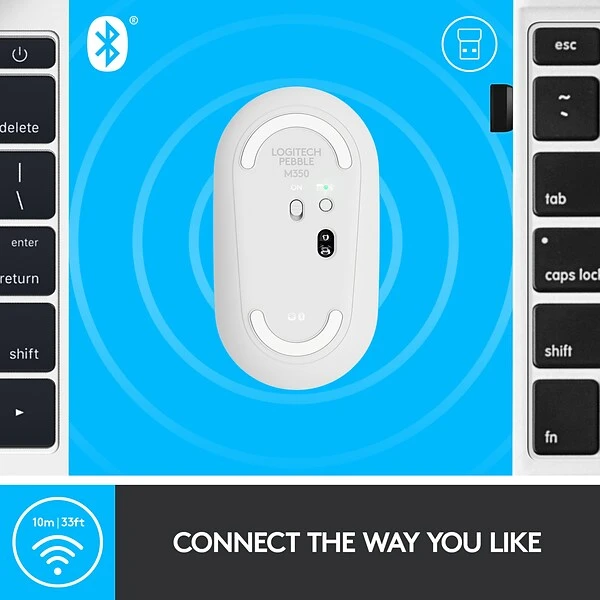 Logitech Pebble M350 Wireless Ambidextrous Optical Mouse, Off-White (910-005770) - Image 4