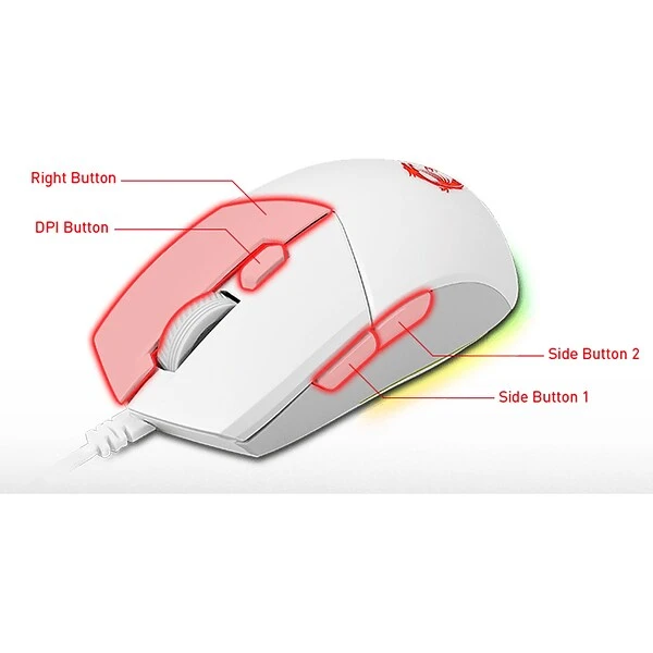 MSI Vigor GK30 Gaming Keyboard And Clutch GM11 Optical Mouse Combo, White (VIGORGK30CW) - Image 7