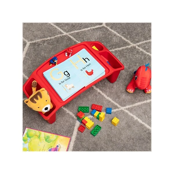 Mind Reader Sprout Collection 22.25? X 10.75? Plastic Kids' Lap Desk With Side Storage Pockets, Red (KIDLAP-RED) - Image 6