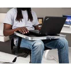 Mind Reader Woodland Collection 23.5" X 15.75" Aluminum/MDF Folding Lap Desk, Black (TAFOLAP-BLK)