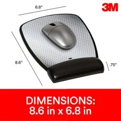 3M™ Precise™ Mouse Pad With Gel Wrist Rest, Optical Mouse Performance, Battery Saving Design, 6.8" X 8.6", Vertex (MW309LE)