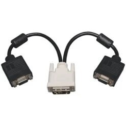Tripp Lite TRPP1200012 12" DVI-A To VGA Y Splitter Adapter Cable, Black