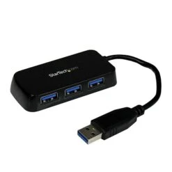 Startech 5.7" Portable 4 Port SuperSpeed Mini USB 3.0 Hub, Black