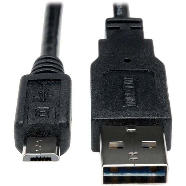 Tripp Lite 6' Universal Reversible USB 2.0 A Male To Micro USB B Male USB Cable; Black