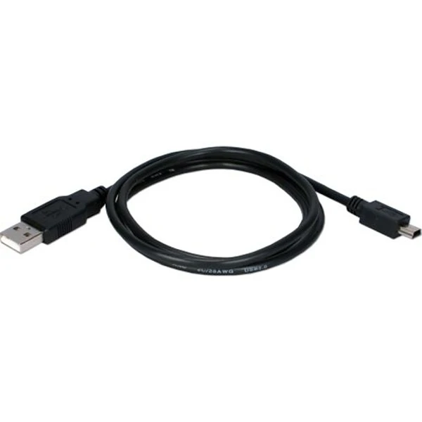 QVS® 1' USB 2.0 Type A Male To Mini B Male Sync And Charger Replacement Cable; Black