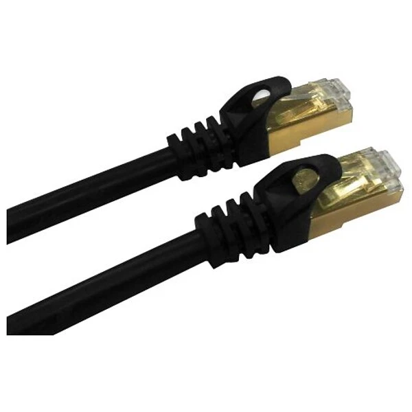 QVS® 15' Cat7 RJ45 10Gbps S-STP Flexible Molded Patch Cord; Black