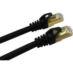 QVS® 50' Cat7 RJ45 10Gbps S-STP Flexible Molded Patch Cord; Black