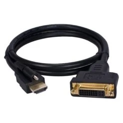 QVS® 3.28' DVI Female To Locking HDMI Male Adaptor; Black