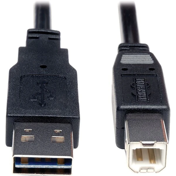 Tripp Lite 3' Universal Reversible USB 2.0 A/B Male USB Cable; Black