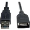 Tripp Lite 1' Universal Reversible USB 2.0 A Male To A Female Extension Cable; Black