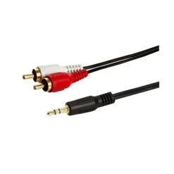 Comprehensive® 25' Standard Series 3.5mm Stereo Mini Plug To 2 RCA Plugs Audio Cable; Black