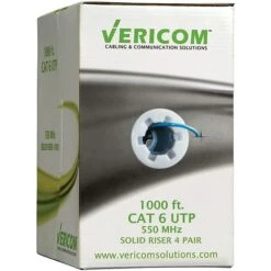 Diamond Vericom® 1000' Pull Box Cat 6 UTP Solid Riser CMR Cable, Blue