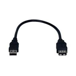 QVS 12" USB 2.0 Male To Female Extension Cable, Black