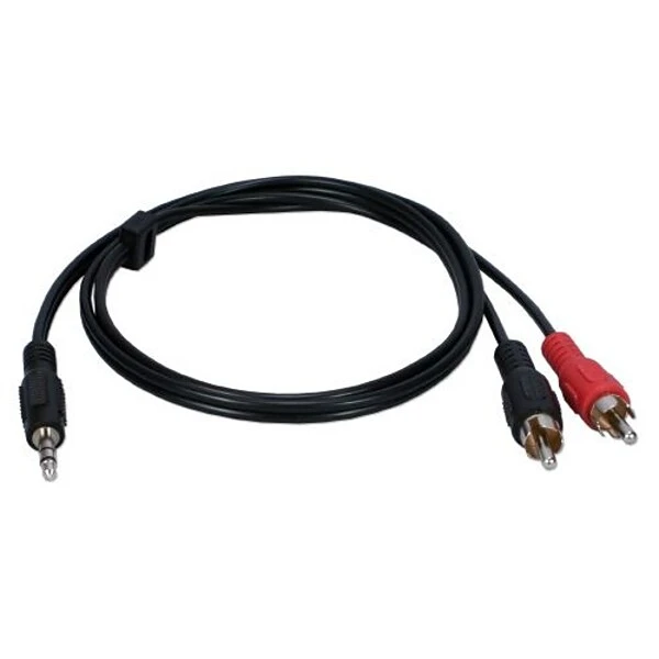 QVS® 3' 3.5 Mm Mini-Stereo Male/RCA Male Speaker Cable; Black/Red