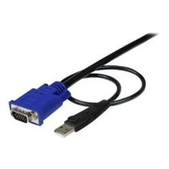 StarTech® 15' 2-In-1 Ultra Thin USB & VGA KVM Switch Cable; Black