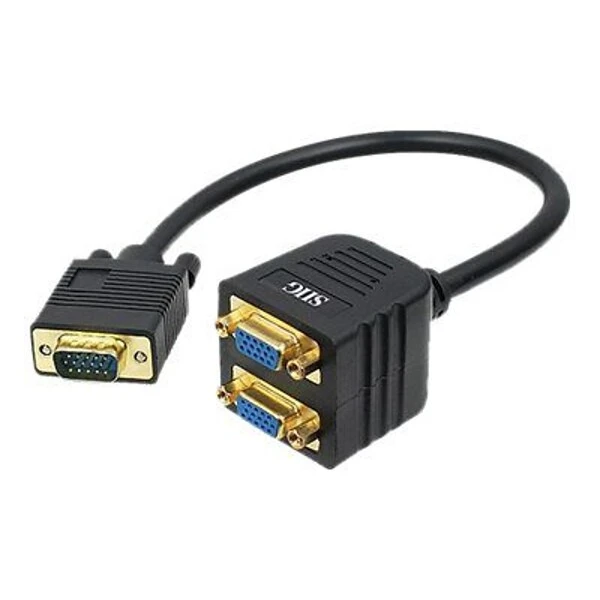 SIIG® CB-VG0U11-S1 1' VGA To 2 X VGA Male/Female Video Splitter Cable; Black