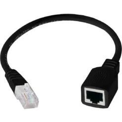 QVS 1' RJ-45 Male To Female Ethernet PortSaver Patch Cord; Black, 3/Pack