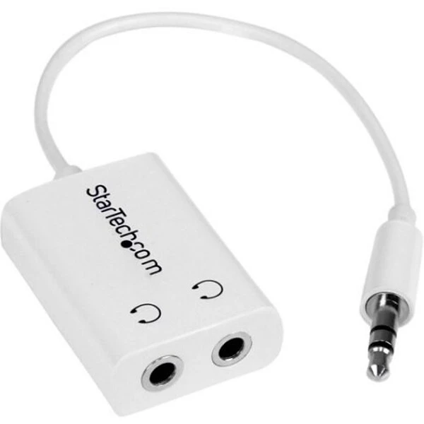 Startech 6" 3.5mm Male To 2x 3.5mm Female Mini Jack Headphone Splitter Cable Adapter; White