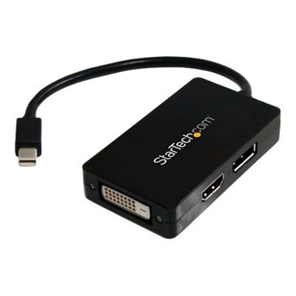 StarTech® 5.9" 3-in-1 Mini DisplayPort To DisplayPort DVI/HDMI Travel Audio/Video Adapter; Black - Image 2