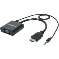 MANHATTAN Black HDMI Male To VGA Female With Audio Converter Cable