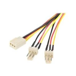 StarTech TX3 Fan Power Splitter Cable, Yellow/Black/White, 1' (TX3SPLIT12)
