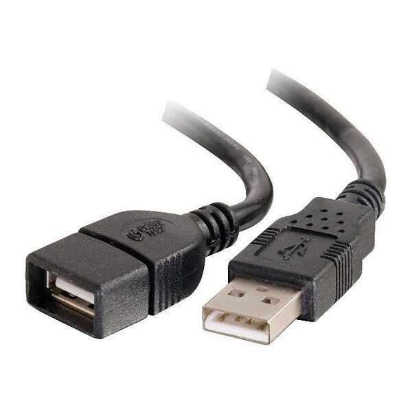 C2G 52108 3 M Type A USB 2.0 To Type A USB 2.0 Male/Female Extension Cable; Black