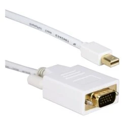 QVS® Mini DisplayPort To VGA Male/Male Video Cable; 10', White (MDPVGA-10)