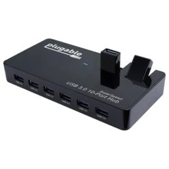 Plugable 10 Port USB 3.0 Hub With 48 W Power Adapter; Piano Black (USB3-HUB10C2)