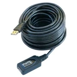 Plugable® 16' USB 2.0 Active Extension Cable, Male/Female, Black (USB2-5M)