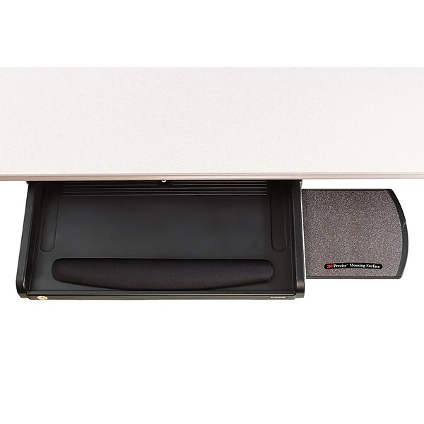 3M™ Under-Desk Keyboard Drawer, Three Height Settings, Gel Wrist Rest, Slide-out Mouse Platform, Precise Mouse Pad, Black (KD45) - Image 2
