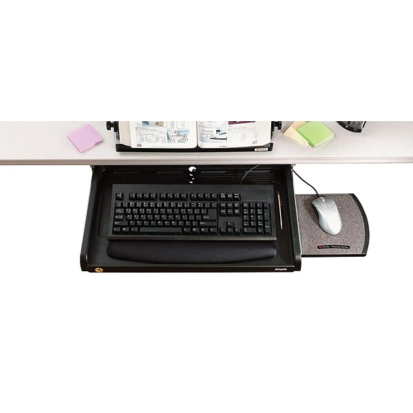 3M™ Under-Desk Keyboard Drawer, Three Height Settings, Gel Wrist Rest, Slide-out Mouse Platform, Precise Mouse Pad, Black (KD45) - Image 4
