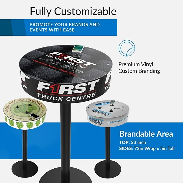 ChargeTech Power Table Charging Station, (6) Braided Cables, Qi Wireless Charging Zone (TCS6) - Image 4