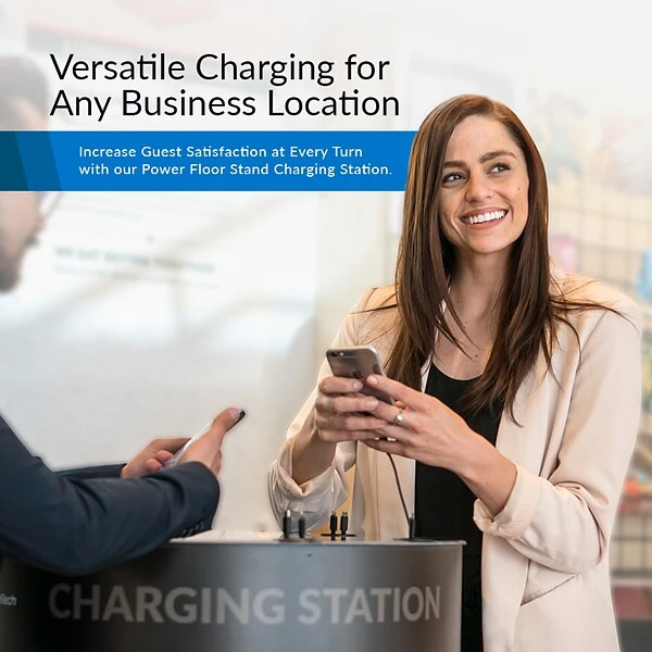 ChargeTech Power Table Charging Station, (6) Braided Cables, Qi Wireless Charging Zone (TCS6) - Image 2