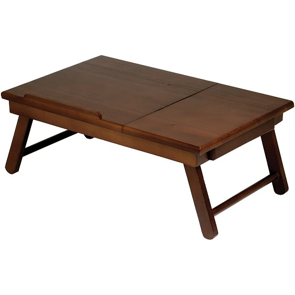 Winsome Flip Top Lap Desk With Drawer And Foldable Legs, Antique Walnut - Image 2