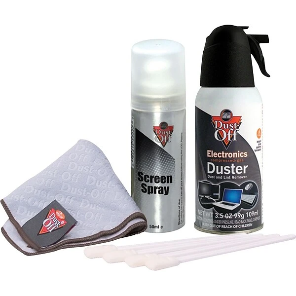Dust-Off Combo Pack: Air Duster 3.5 Oz., 4 Oz. Screen Spray, 4 Cleaning Swabs, 1 Screen Shammy (DCLT)