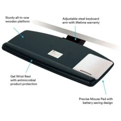 3M Easy Adjust Standard Keyboard Tray, 25-1/2w X 12d, Black
