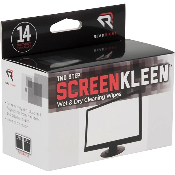 Read Right Kleen & Dry Screen Cleaner, 14 Twin Packs/Bx - Image 2