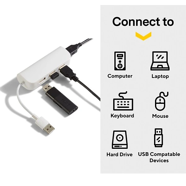 NXT Technologies™ 4-Port USB 2.0 Hub, White (NX29758) - Image 3