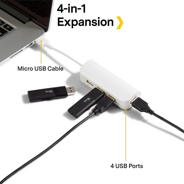 NXT Technologies™ 4-Port USB 2.0 Hub, White (NX29758) - Image 2