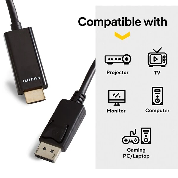 NXT Technologies™ NX51760 6' DisplayPort/HDMI Audio/Video Cable, Black - Image 3