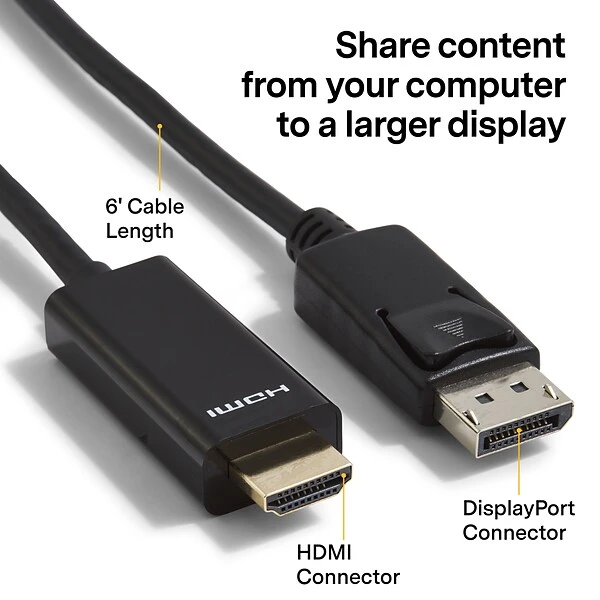 NXT Technologies™ NX51760 6' DisplayPort/HDMI Audio/Video Cable, Black