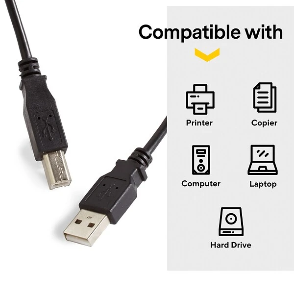 NXT Technologies™ 6' USB A Male/B Male, Black (NX29749) - Image 3