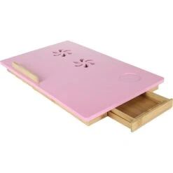 Mind Reader 21.5" X 13.5" Bamboo Lap Desk, Pink (COOLTRAYBM-PNK)